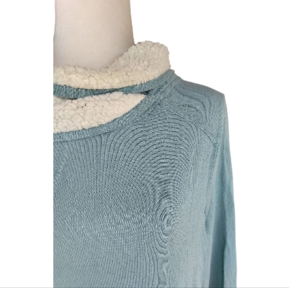 Soft Surroundings Seafoam Forrester Pull Over Tunic Top Fleece Trim Size Large - Picture 4 of 8
